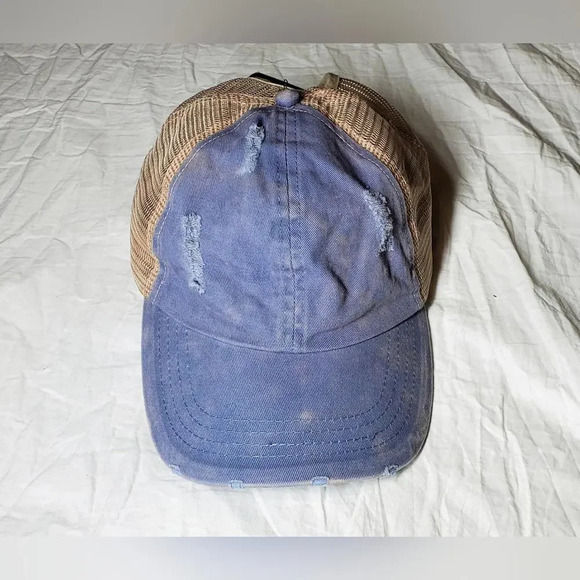 NWT David and Young Adjustable Women's Baseball Cap Blue Distressed - Picture 7 of 12